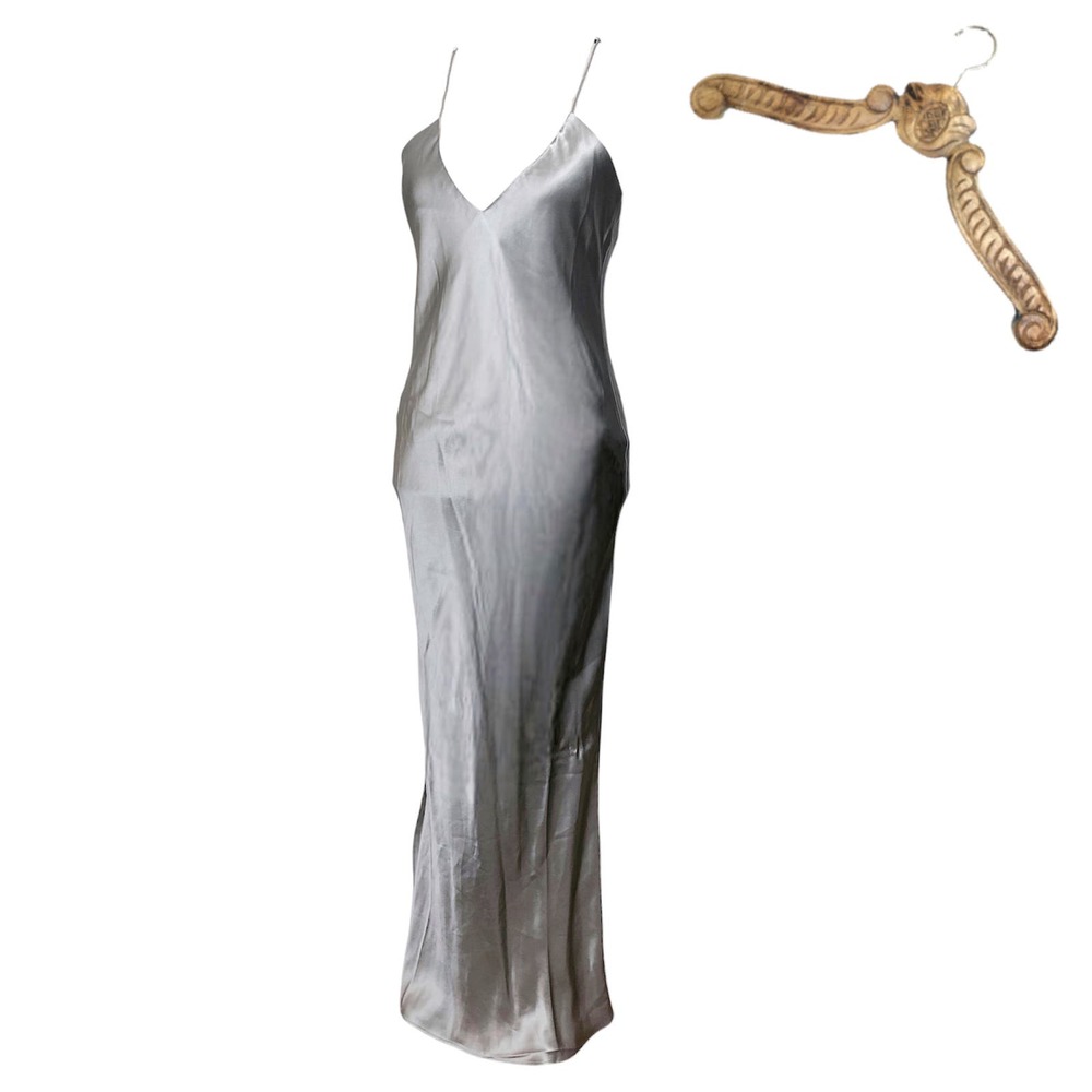 Alix NYC Lewis Silk Midi Slip Dress Racerback Cami Platinum Silver M